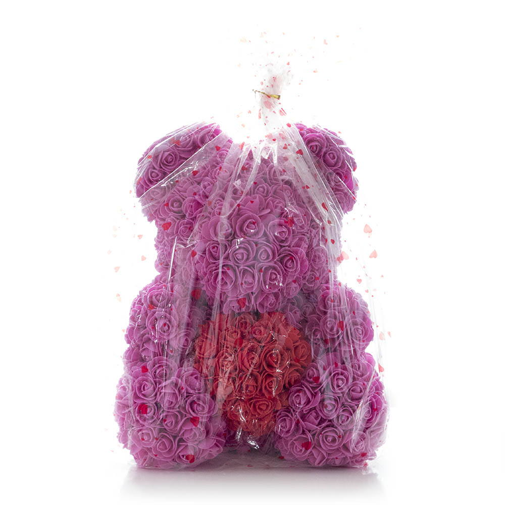 Rose Bear in Dark Pink with Red Heart - Image 4
