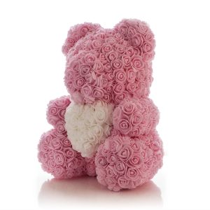 Rose Bear in Light Pink with White Heart