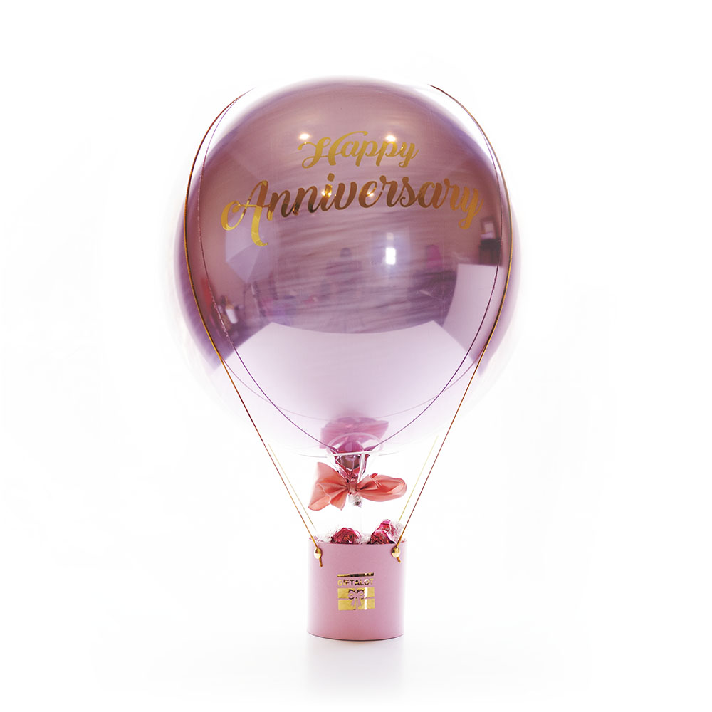 Pink Personalised Hot Air Balloon with Chocolates