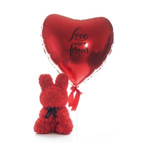 Personalised Jumbo Heart and Rose Bunny Combination
